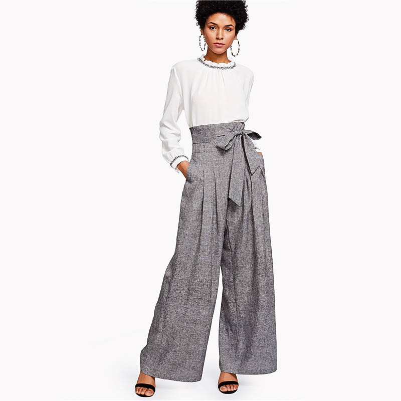 box pleated palazzo pants