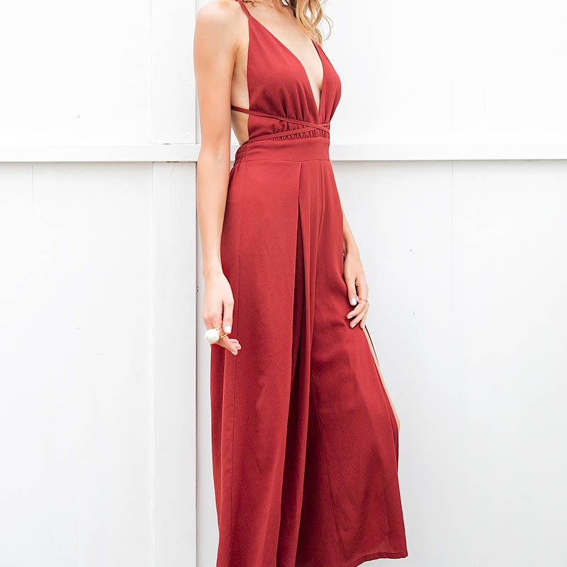 backless halter jumpsuit