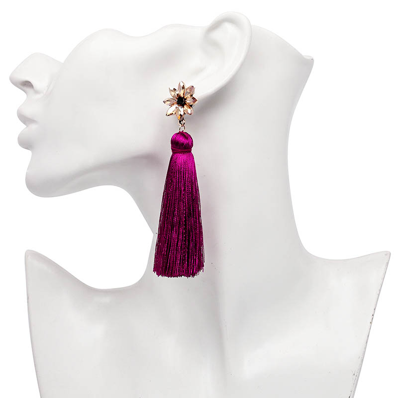 Silk Tassel Floral Stud Earrings | Style Limits