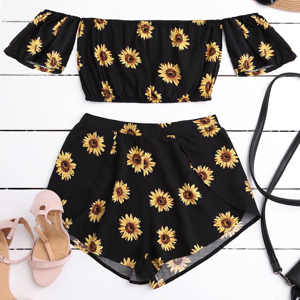 Sunflower Crop Top & Shorts Set | Style Limits