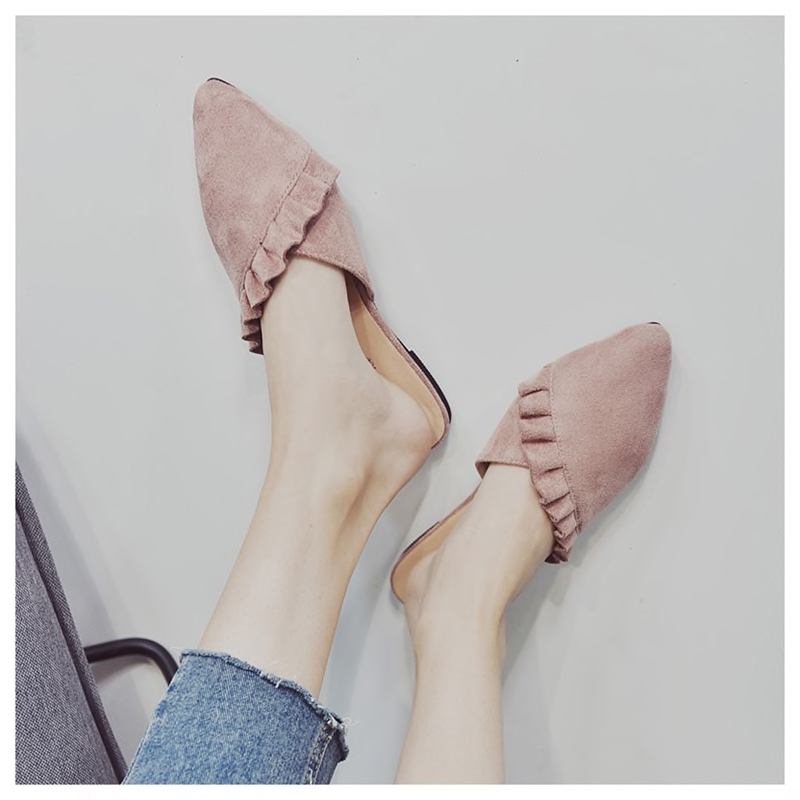 Pointed Toe Suede Mules – Pink - Style Limits