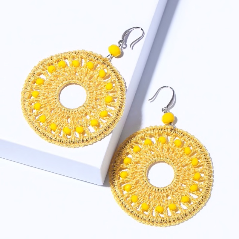 Crochet Hoop Drop Earrings