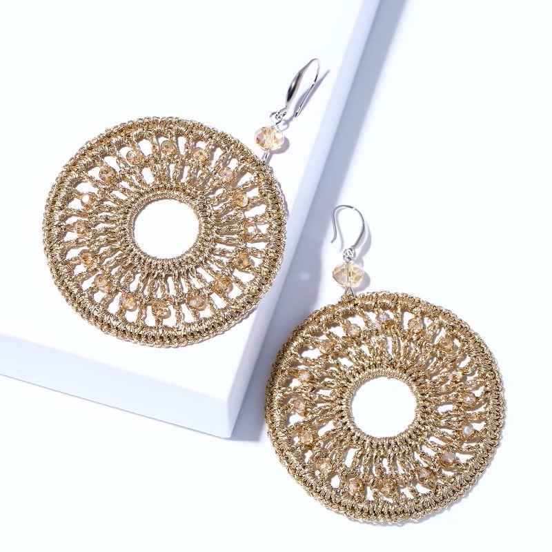 Crochet Hoop Drop Earrings