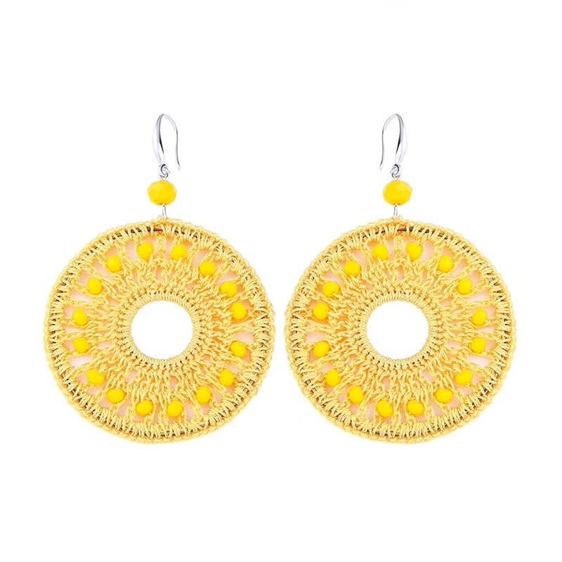 Crochet Hoop Drop Earrings