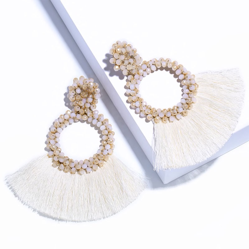 Fringe Bead Statement Earrings