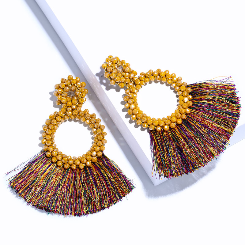 Fringe Bead Statement Earrings